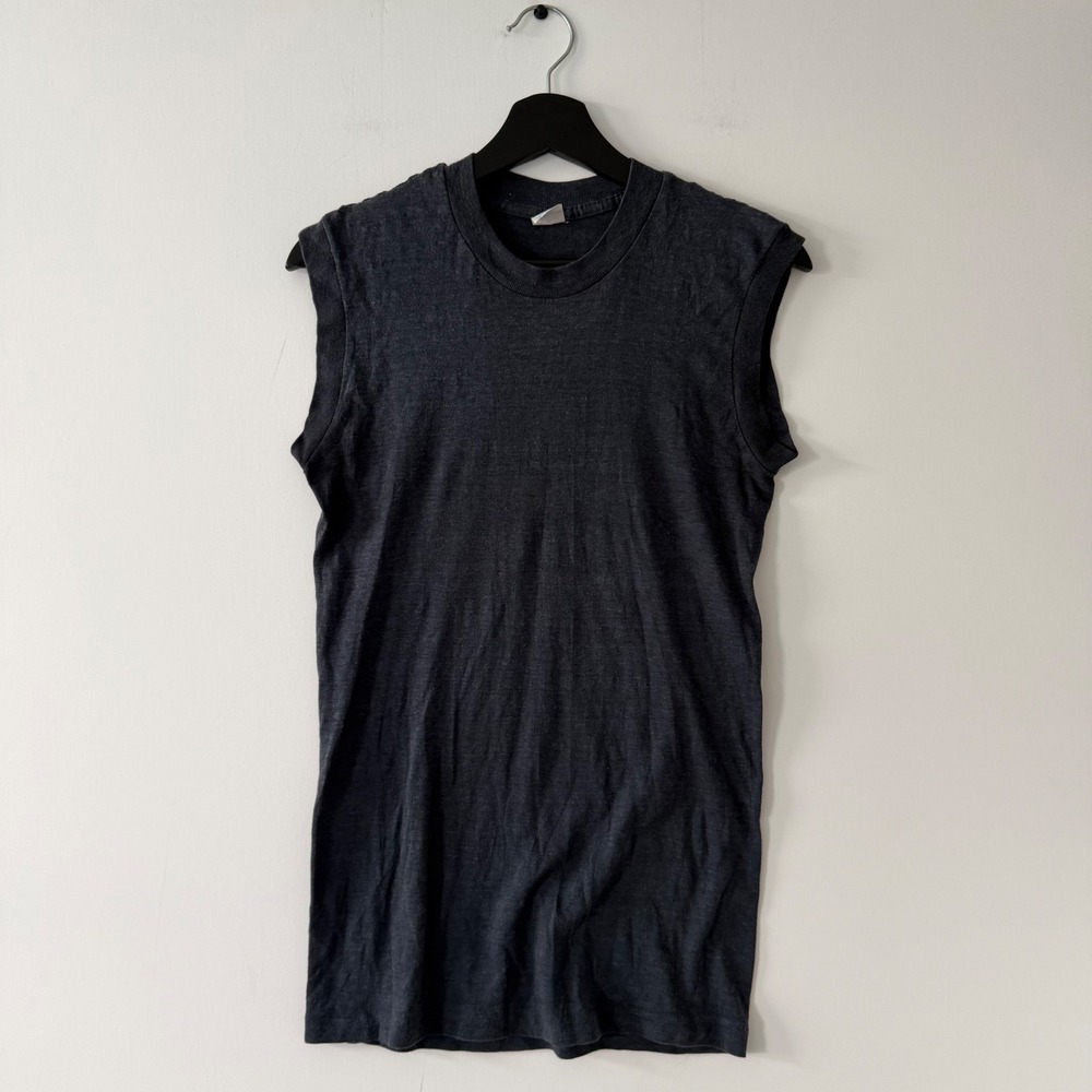 Vintage Healthknit Mens Gray Muscle Tee Sleeveless T-Shirt 50/50 Blend Size M